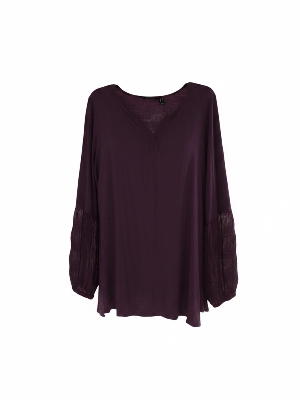H by Halston Deep Plum V-Neck Long Sleeve Tunic